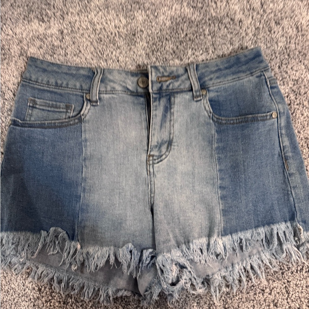 Altar'd State Blue Frayed Jean Shorts